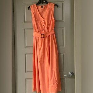 SHEIN Orange Buttoned Midi Dress